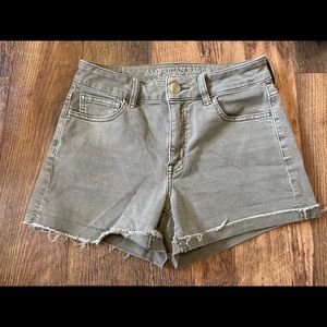 American Eagle green wash jean shorts